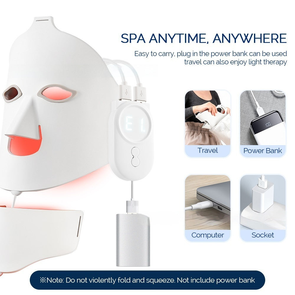 Light therapy device with power bank function, shown with text 'Spa Anytime, Anywhere' and usage scenarios.