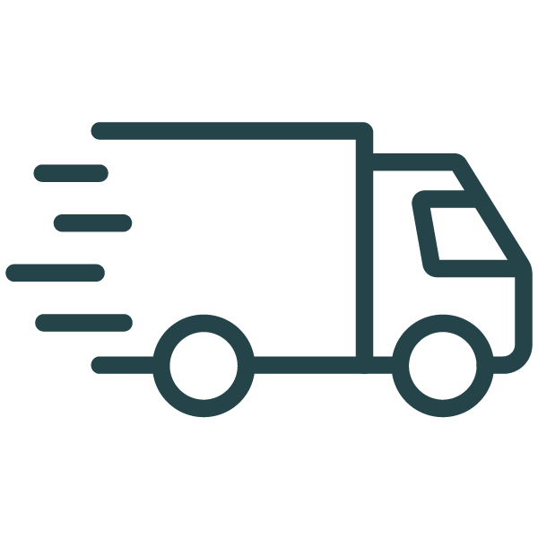 Icon of a delivery truck with speed lines