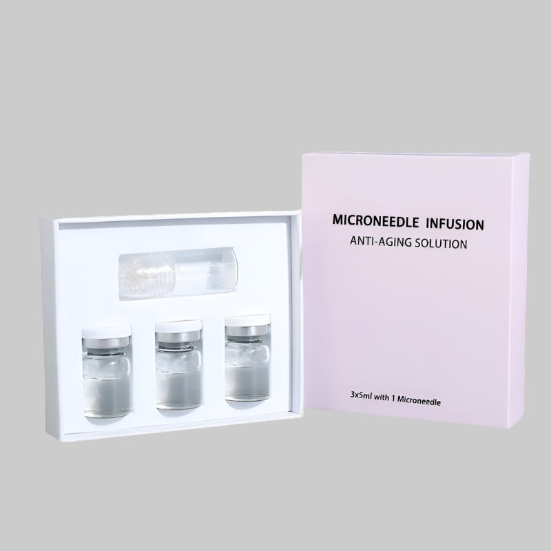 Vellura Microinfusion System – microneedling device with glass serum bottle on a white background

