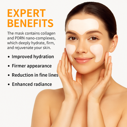 Woman with Vellura Nano Bio Collagen Mask – hydrogel facial treatment

